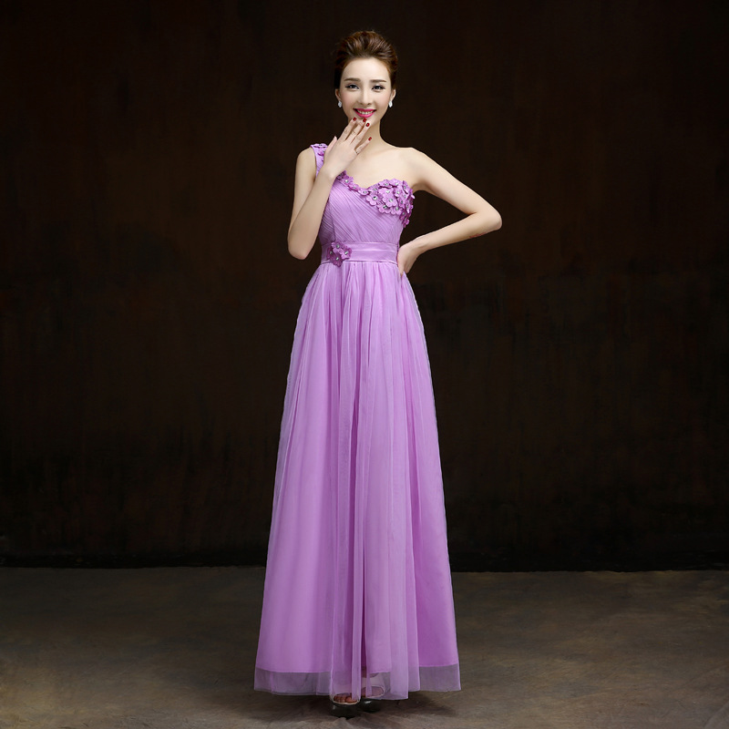 One Shoulder Formal Long Design Elegant Gown Evening Dress - Light Purple