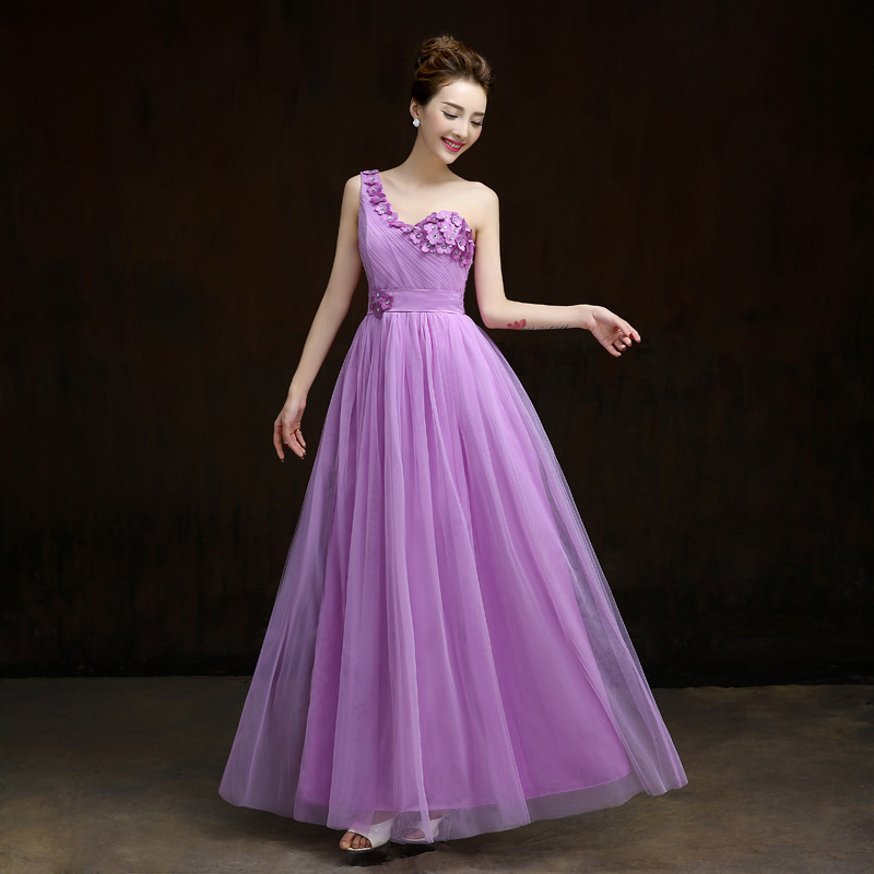 One Shoulder Formal Long Design Elegant Gown Evening Dress - Light ...