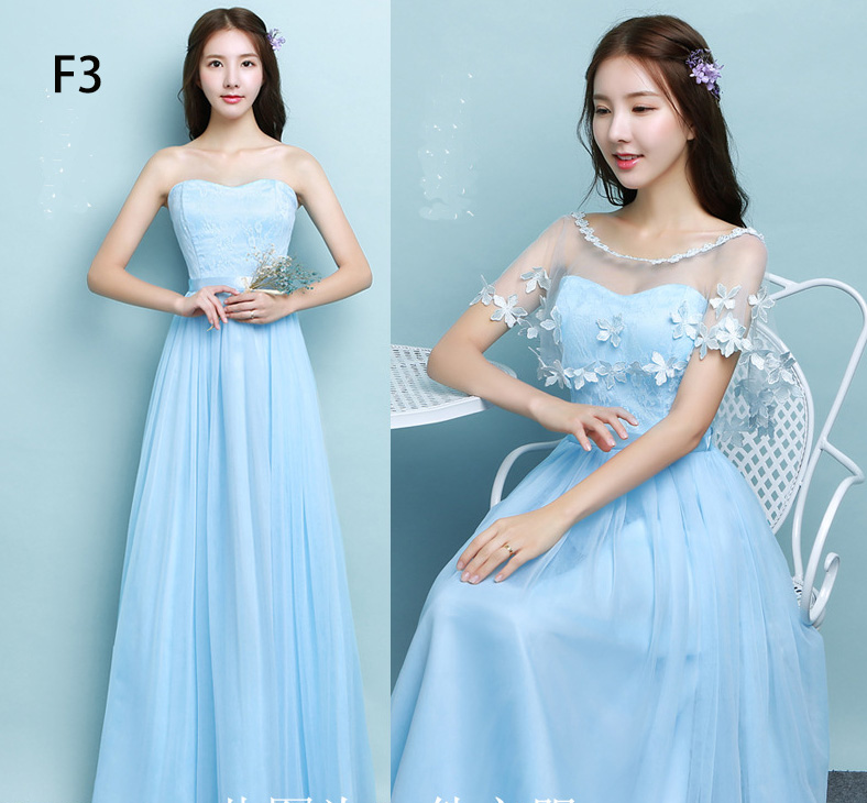 Light Blue Long Design Elegant Gown Evening Dress For Women