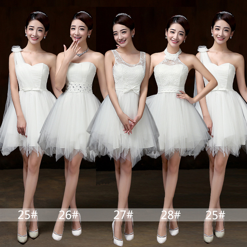 Bridesmaid Dress, Mini Prom Dresses ,beading Dress ,evening Dress ,formal Dress - White