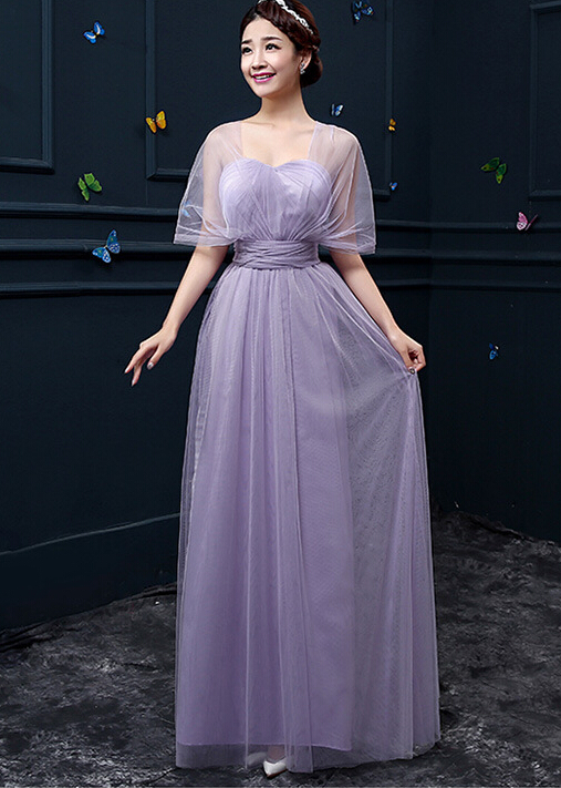 Convertible Bridesmaid Dresses A Line Long Wedding Party Dress - Light Purple