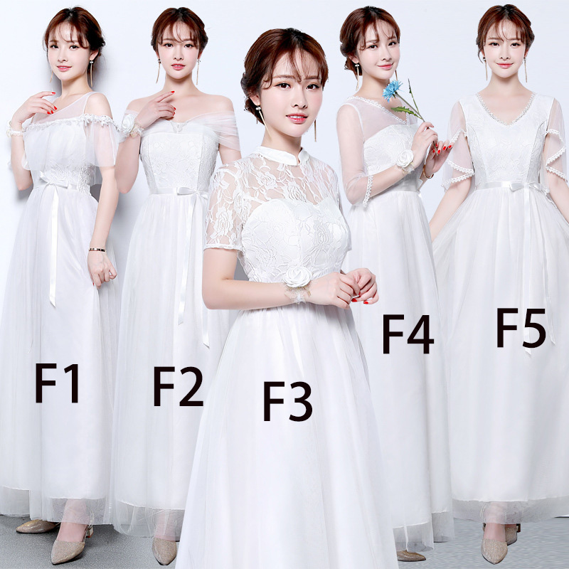Women White Color Long Prom Evening Party Bridesmaid Wedding Gown Dress