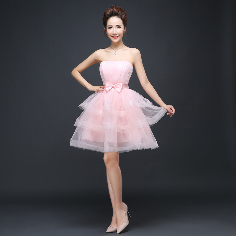 Mini Cake Bridesmaid Prom Dress -pink