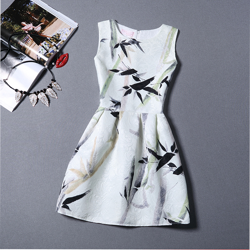 Women Printing Sleeveless Vest Dress