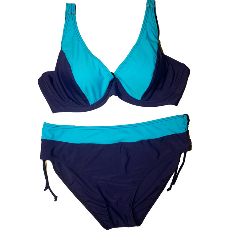 Beach Women Patchwork Swimsuit Swimwear Bikini - Blue