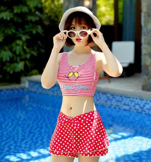 Cute Women Swimsuit Red Dot Beach Suit Swimsuit Swimwear