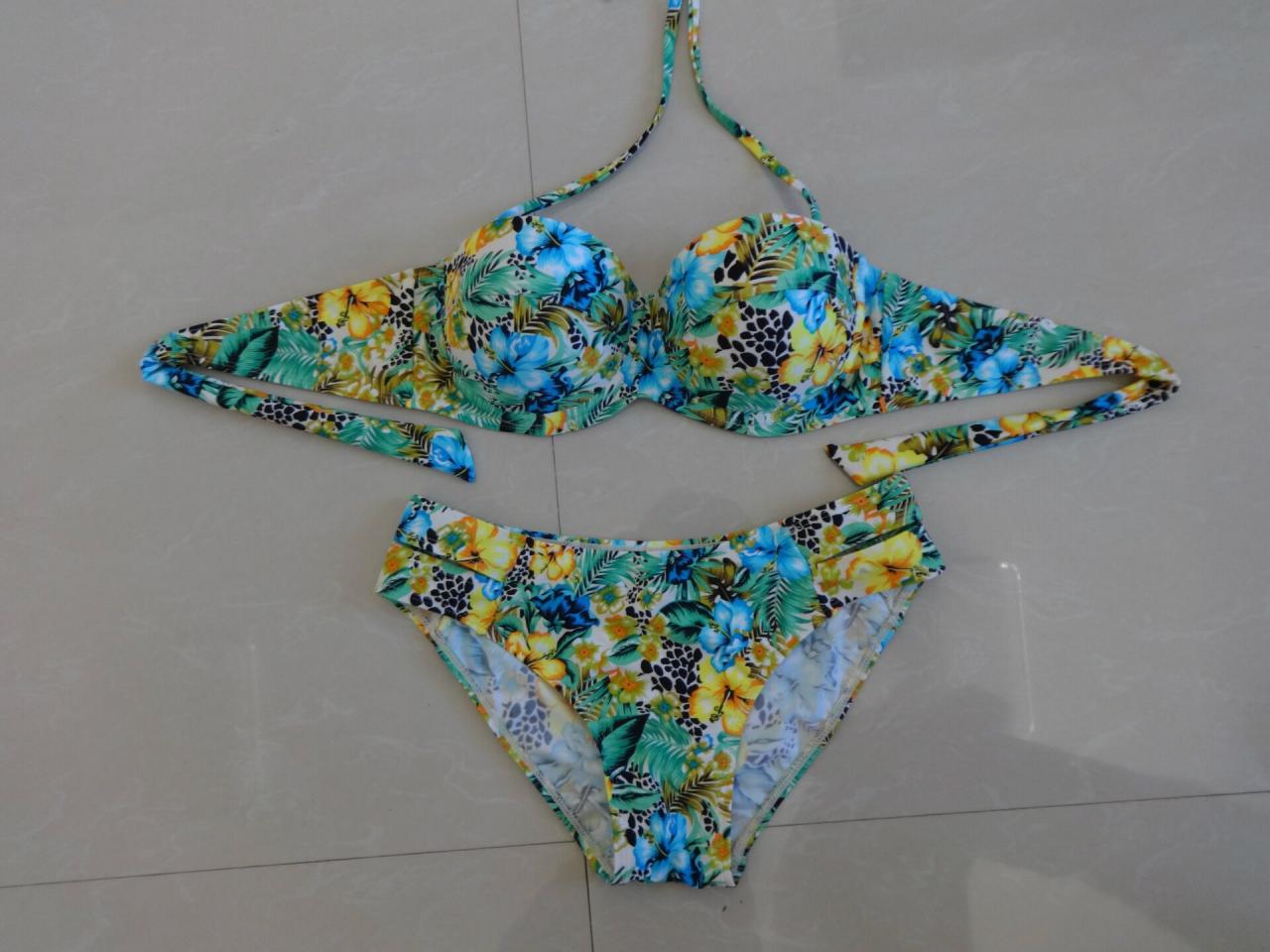 Sexy Beach Swimwear Flower Pattern Bathing Suit Bikini Set