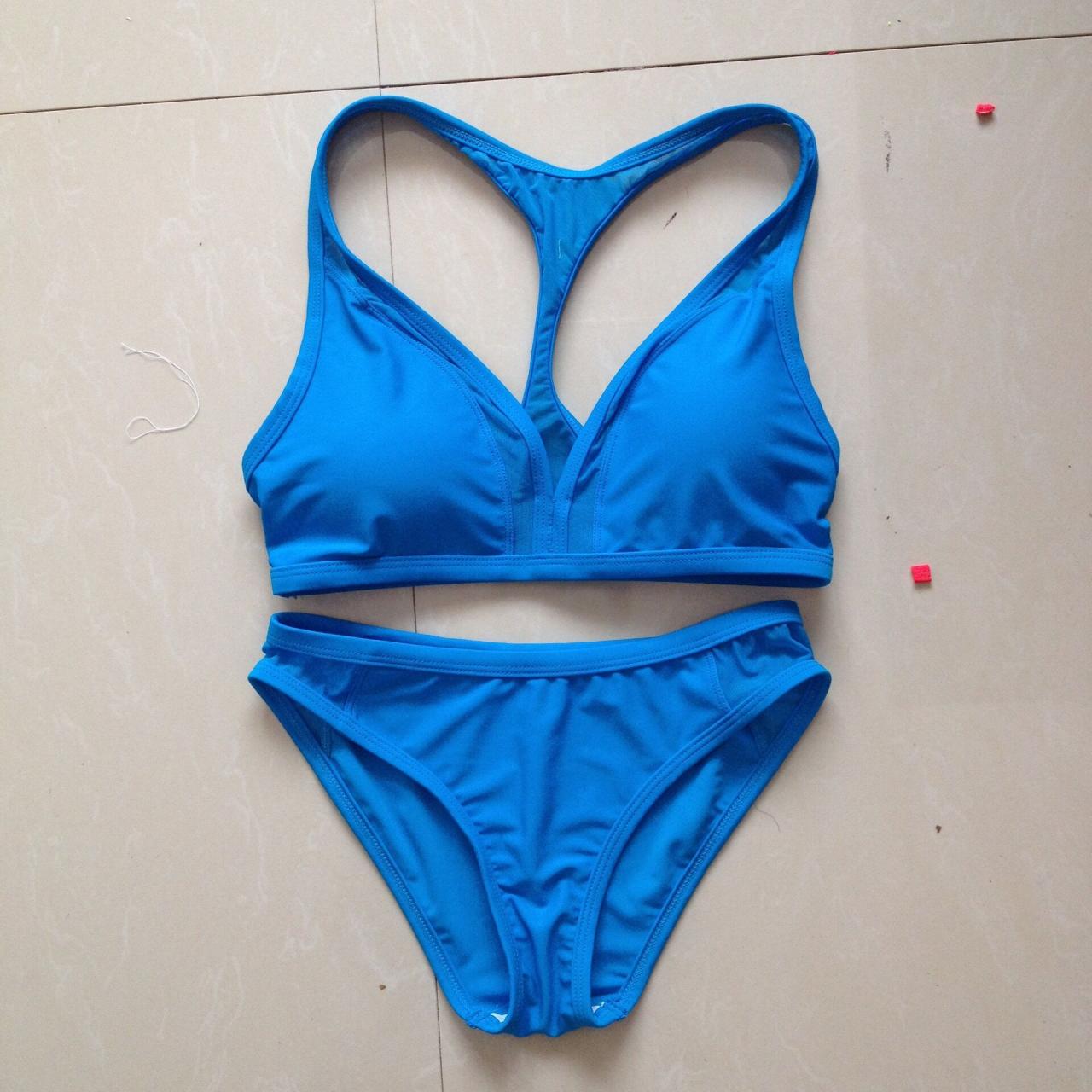 Sexy Cross Type Women Swimswear Swimsuit Bikini - Blue