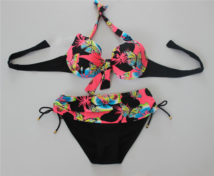 Sexy Butterfly Pattern Swimsuit Swimwear Bikini - Pink