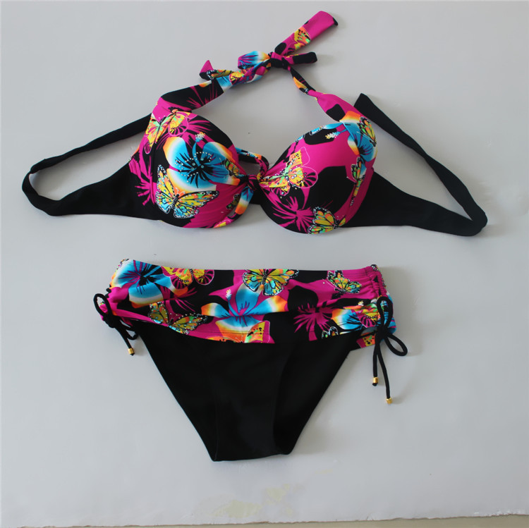 Sexy Butterfly Pattern Swimsuit Swimwear Bikini - Rose