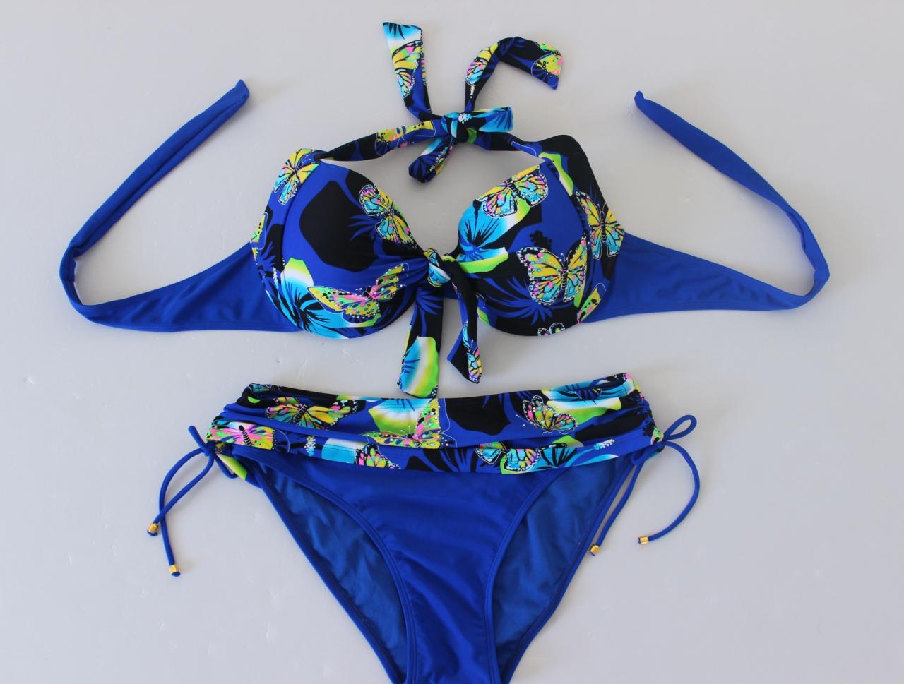 Sexy Butterfly Pattern Swimsuit Swimwear Bikini - Blue on Luulla
