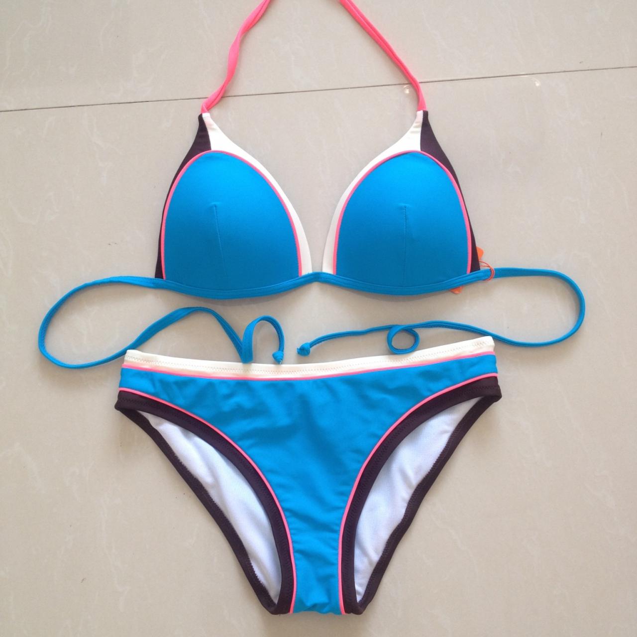 Sexy Triangular Bikini Ladies Swimwear Swimsuit - Blue