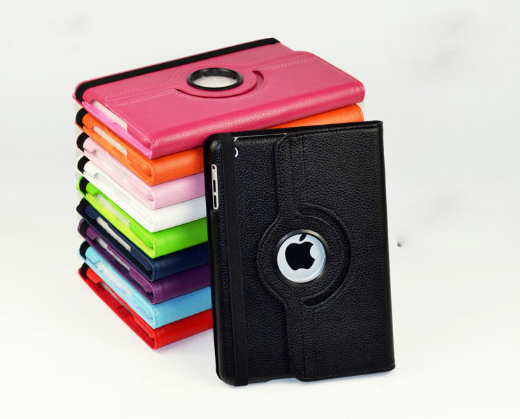 360 Degree Rotary Leather Case With Elastic Strap For Ipad Mini 1 2 3