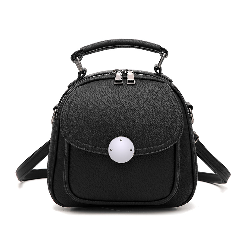Cute Backpack Small Bag School Mini Girls Women Leather Shoulder Bag - Black