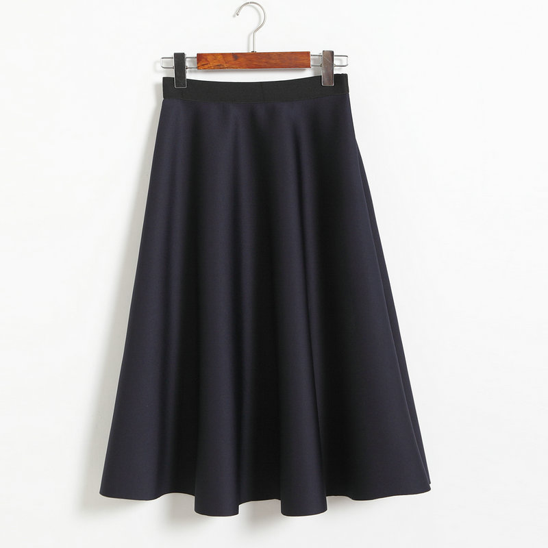 New Women Space Cotton High Waist Casual Skirt - Dark Blue