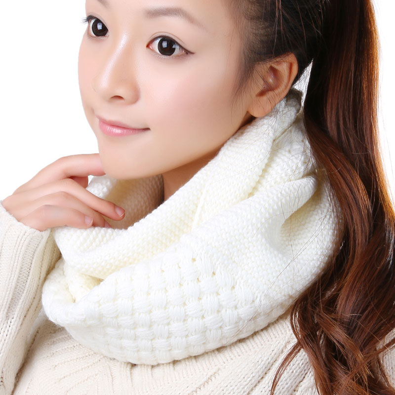 Women Winter Knitted Scarves - White