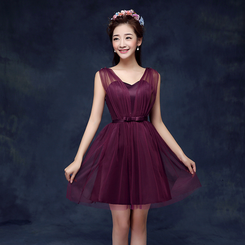 ! Sweetheart Wine Red Color Wedding Bridesmaid Party Short Dress For Women
