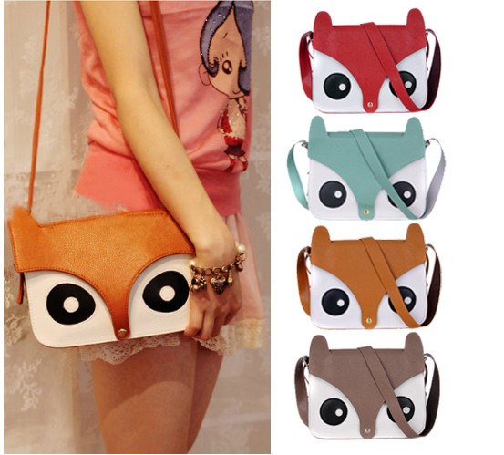 Womens Ladies Retro Shoulder Bag Messenger Handbags School Tote Owl Fox PU Purse
