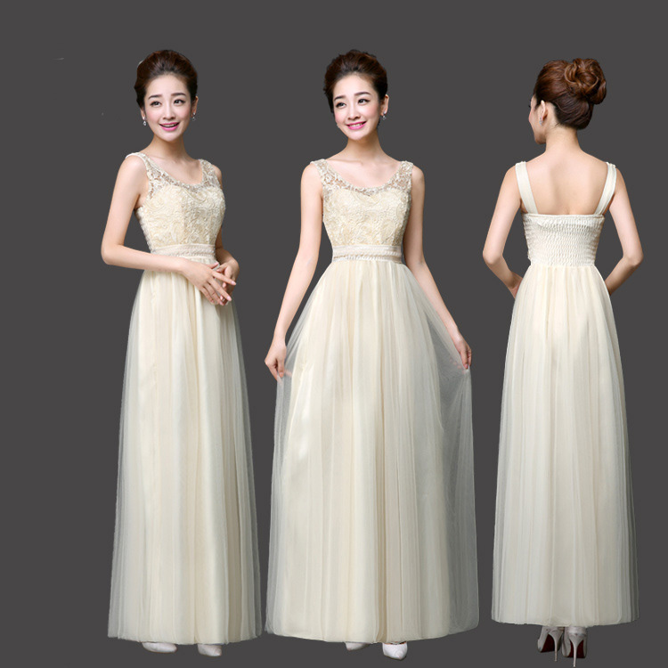 Sweet Champagne Color Women Ball Gown Party Dresses Long Bridesmaids Dress