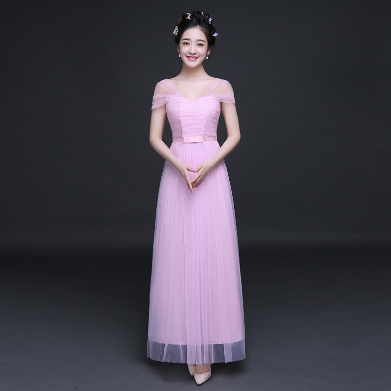 Elegant Pleated A Line Long Bridesmaid Dress - Pink