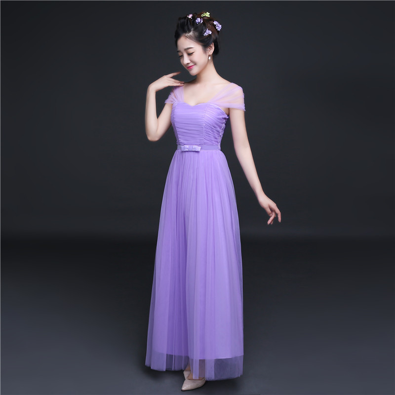 Elegant Pleated A Line Long Bridesmaid Dress - Purple