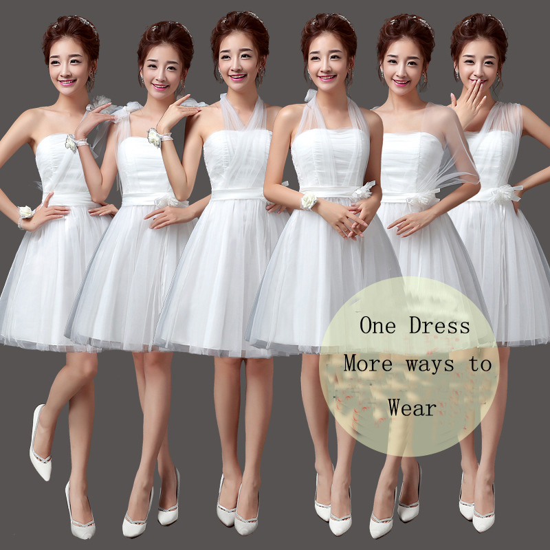 Convertible Bridesmaid Dresses Mini Wedding Bridesmaid Dresses Formal Party Dresses - White