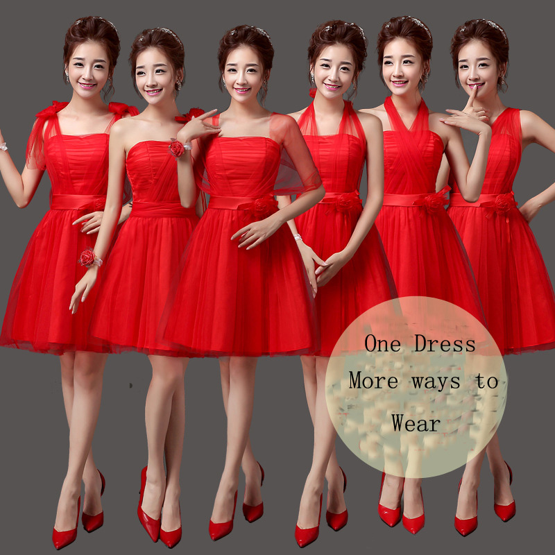Convertible Bridesmaid Dresses Mini Wedding Bridesmaid Dresses Formal Party Dresses - Red