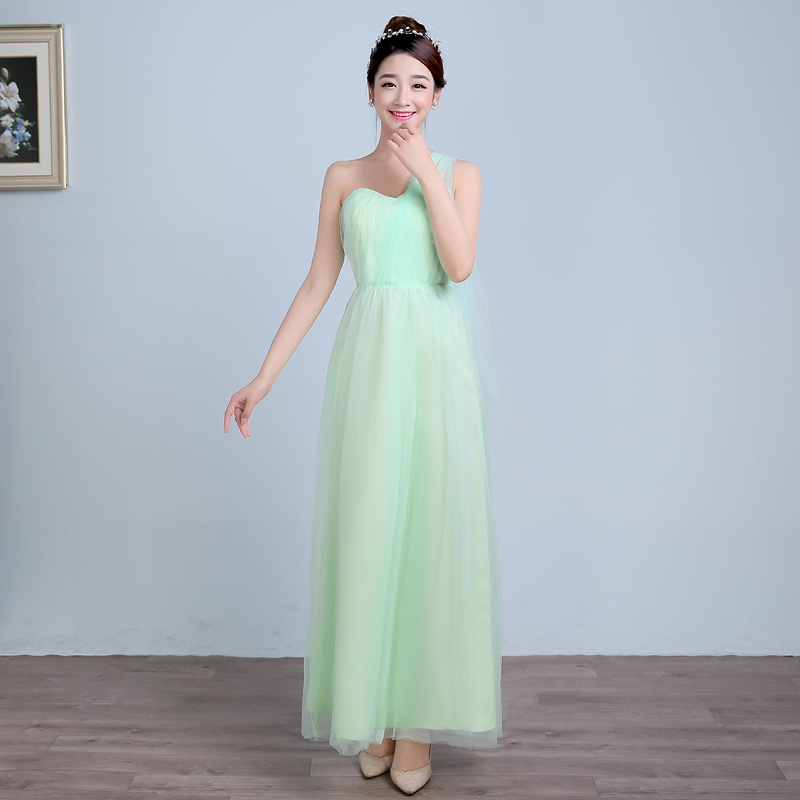 Convertible Long Wedding Bridesmaid Dresses Formal Party Dresses - Light Green