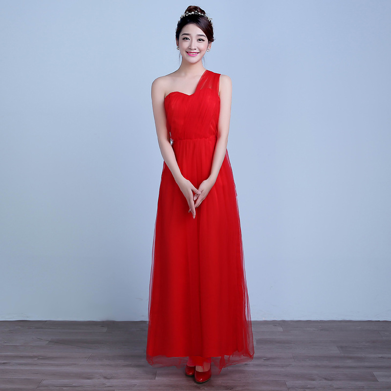 Convertible Long Wedding Bridesmaid Dresses Formal Party Dresses -red