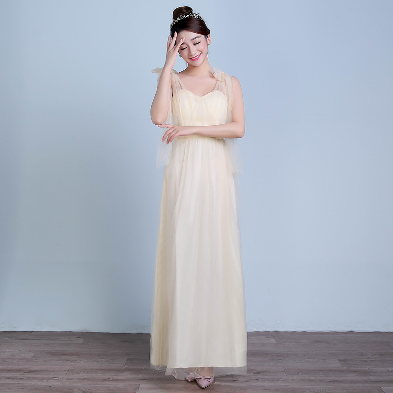 Convertible Long Wedding Bridesmaid Dresses Formal Party Dresses - Champagne