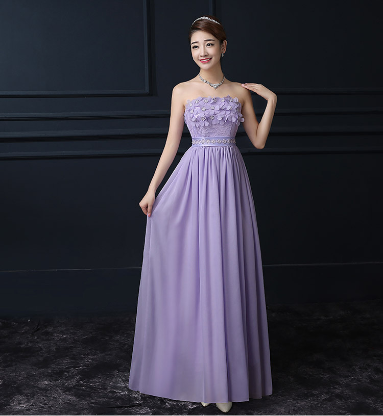 Purple Chiffon Off Shoulder Long Bridesmaid Wedding Party Dress