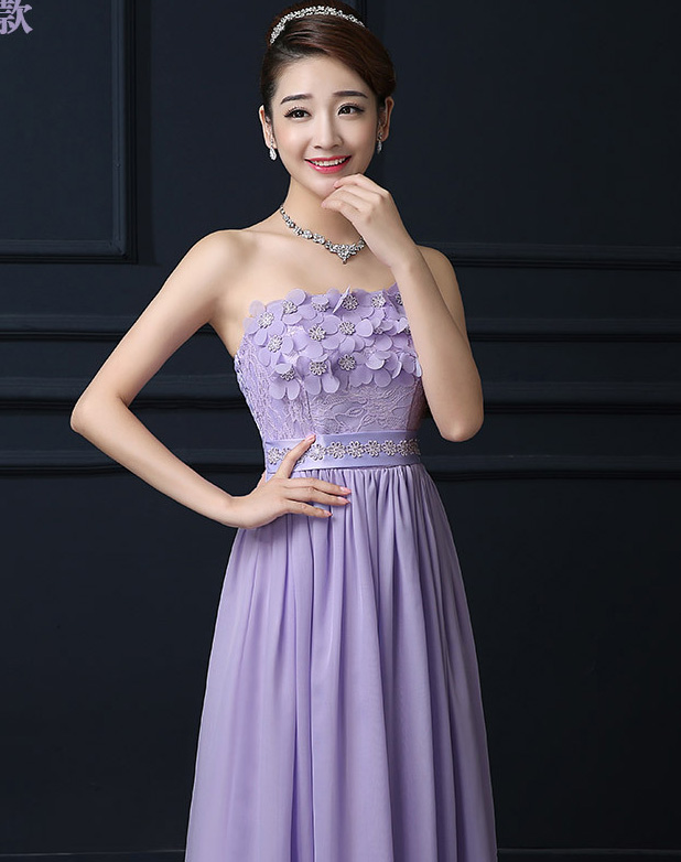 Purple Chiffon Off Shoulder Long Bridesmaid Wedding Party Dress on Luulla