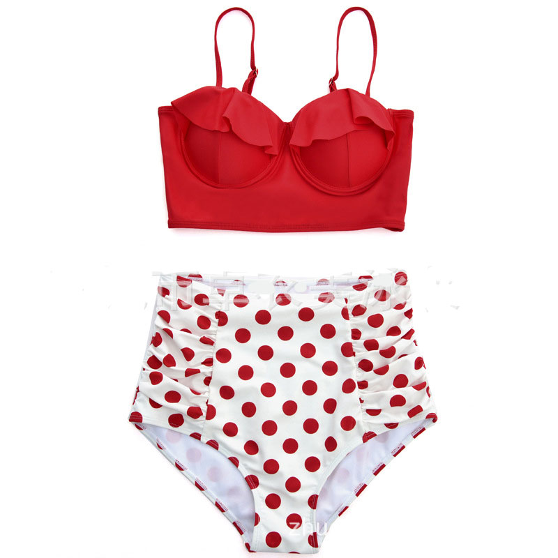 Cute Women Red Dot Swimsuit Bathing Suit Swimwear