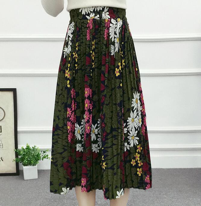 Flower Print Skirt - Green