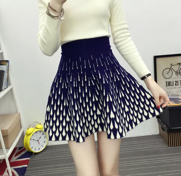 New High Waist Knitting Slim A-line Skirt