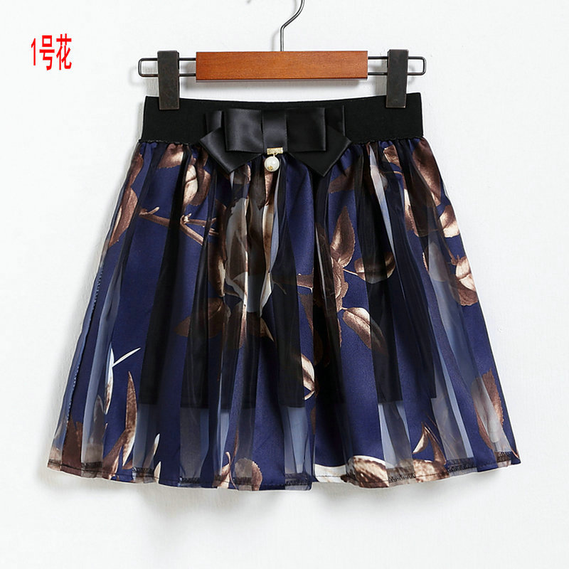 Spring Summer Casual Floral Fashion Skirts - Blue