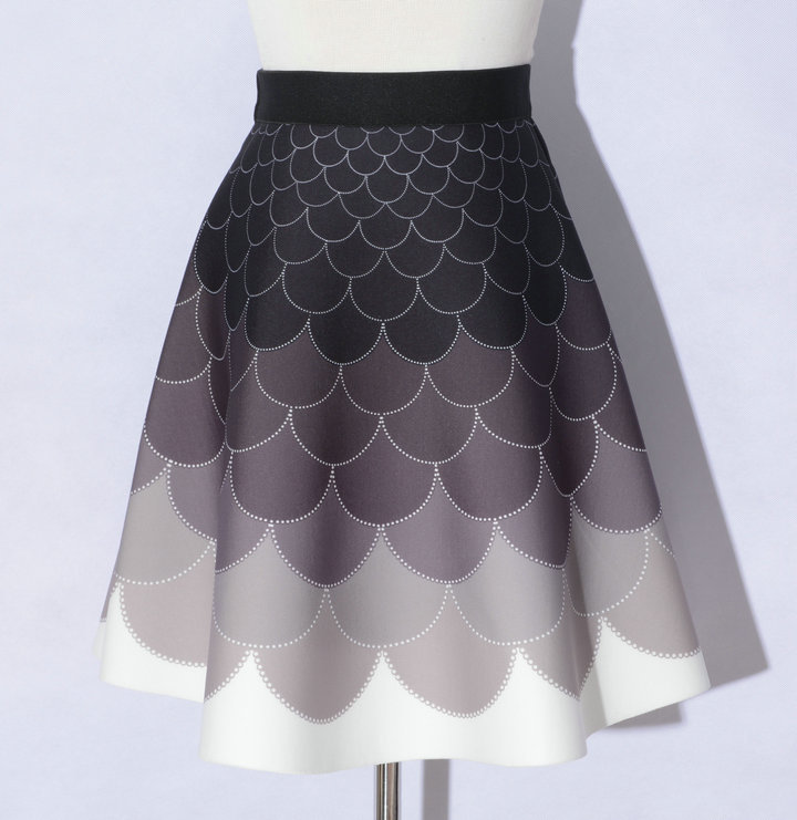 Elegant Printing Scale Pattern A-Line Skirts