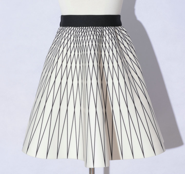 Elegant Printing White Color Diamond Pattern A-Line Skirts