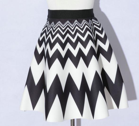 Elegant Printing White Color Wave Pattern A-line Skirts