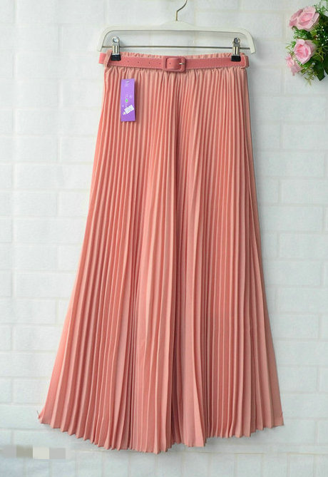 Chiffon Pleated Bohemia Long Skirt - Pink