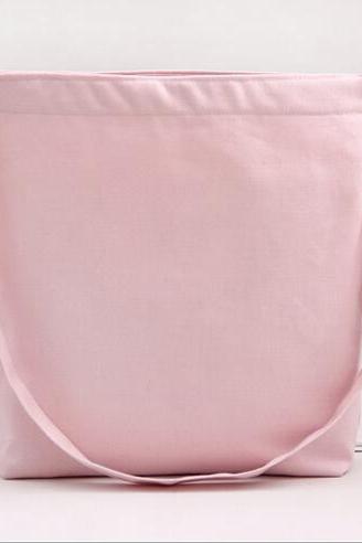 Solid Canvas Handbag Shoulder Bag - Pink