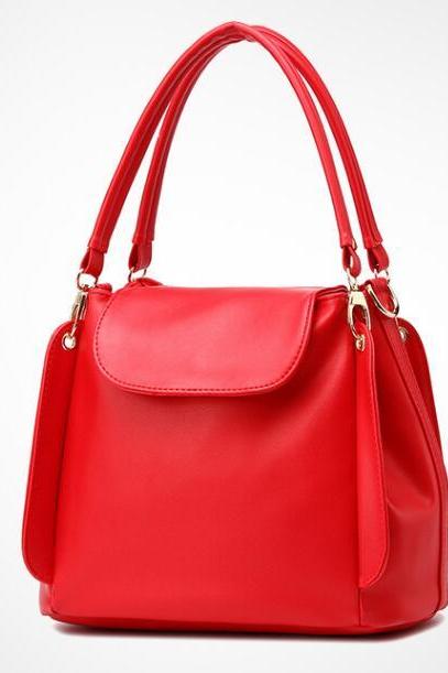 Women Fashion Three Layers Shoulder Bag Casual Crossbody Handbag - Red