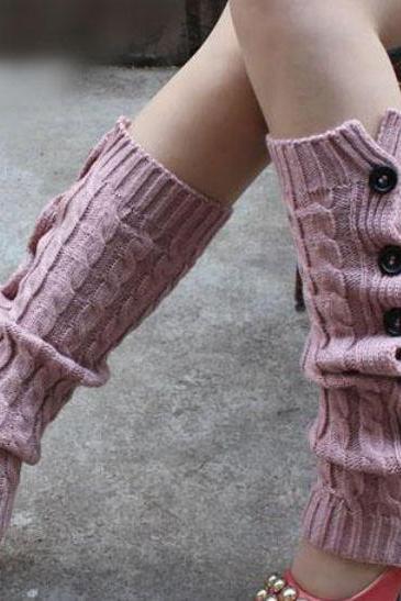 Winter Knitted Leg Warmers Accessories for Women - Pink