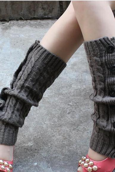 Winter Knitted Leg Warmers Accessories For Women - Dark Gray