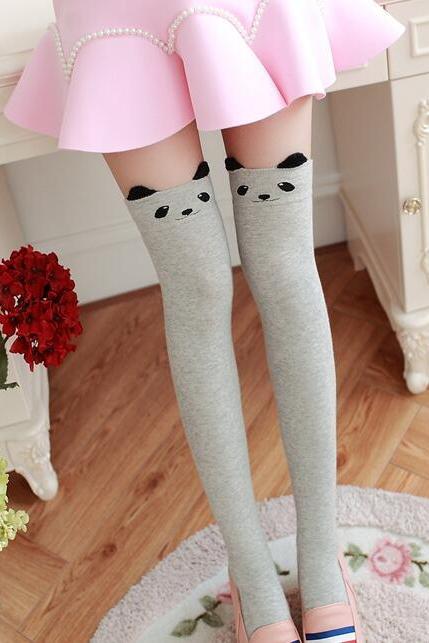 Women's Fashion Cute 3D Cartoon Animal Pattern Thigh Stockings Over Knee High Knit Socks