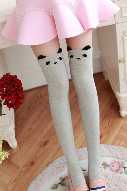 Women's Fashion Cute 3d Cartoon Animal Pattern Thigh Stockings Over Knee High Knit Socks