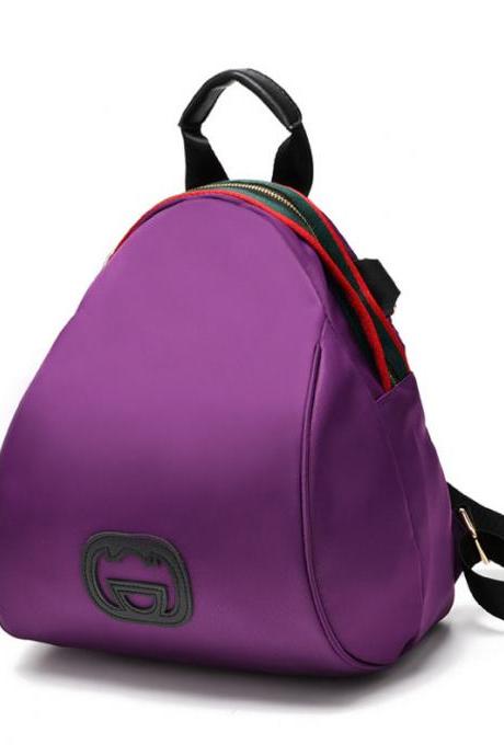 Women Nylon Mini Backpack Shoulder Bag - Purple