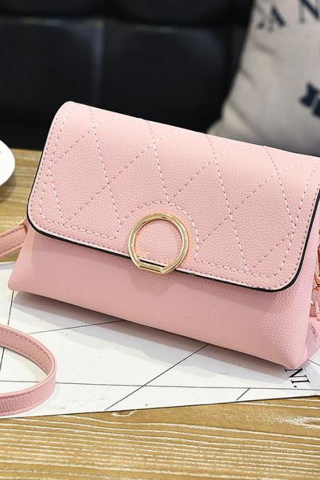 Fashion Small Purse Bag Leather Cross Body Shoulder Messenger Bag - Pink