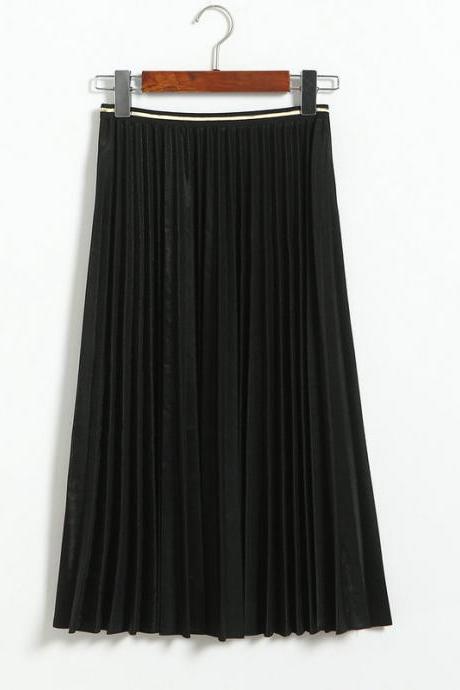 Fshion Women Pleated Skirt - Black