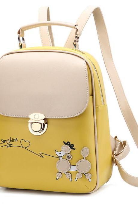 Cute PU Leather Backpacks For Women - Yellow
